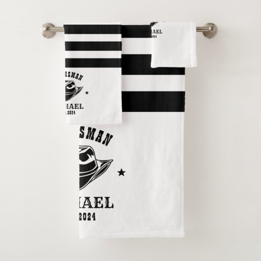 Westerne Cowboy Pet Groomsmen Persoonlijke naam Bad Handdoek (Insitu)