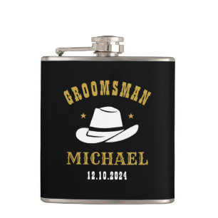 Westerne Cowboy Pet Groomsmen Persoonlijke naam Heupfles