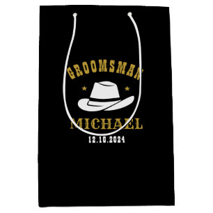 Westerne Cowboy Pet Groomsmen Persoonlijke naam Medium Cadeauzakje