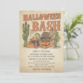 Westerne Cowboy Pompoen Halloween Bash Party Kaart (Staand voorkant)
