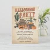 Westerne Cowboy Pumpkin Halloween Party Kaart (Staand voorkant)