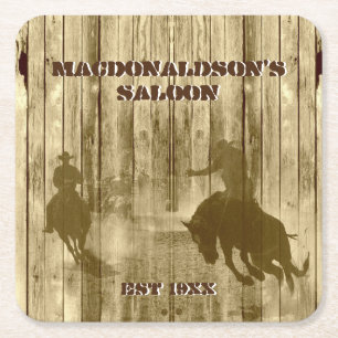 Westerne cowboy ranch themed vierkante kartonnen onderzetter