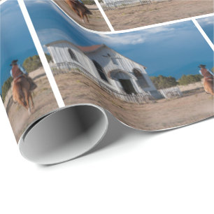 Westerne cowboy Riding Horse to Church Gift Wrap Cadeaupapier