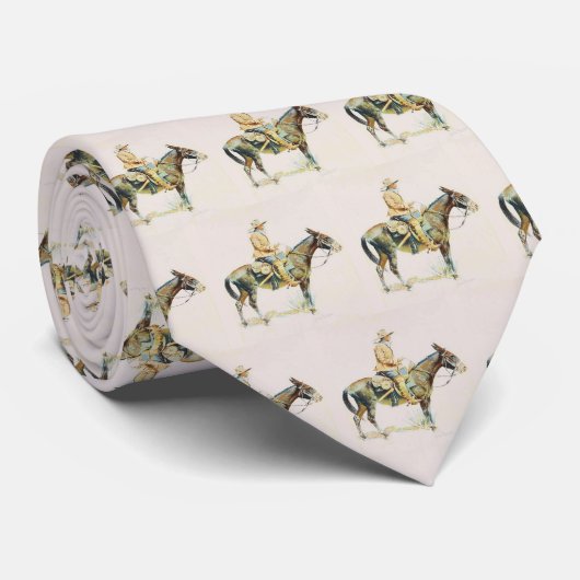  Westerne Cowboy Riding Mule Necktie Stropdas (Opgerold)