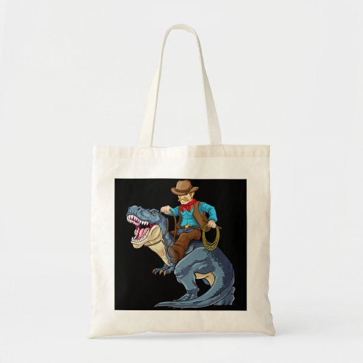 Westerne Cowboy Riding T Rex Dinosaur Wild West Di Tote Bag (Voorkant)