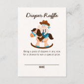 Westerne Cowboy Rocking Horse Boy Luier Raffle Informatiekaartje (Voorkant)