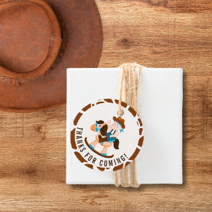 Westerne Cowboy Rocking Horse Boy Verjaardag Bedankjes Labels