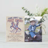 Westerne Cowboy Rodeo 2e Verjaardagsfeestfoto Kaart (Staand voorkant)
