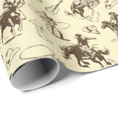 Westerne Cowboy Rodeo Pattern Beige Cadeaupapier (Rol Hoek)