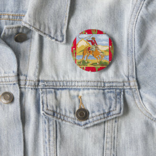Westerne Cowboy Rodeo Rode Button