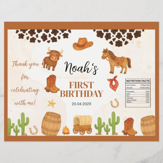 Westerne Cowboy Rodeo Verjaardag Chip Bag Wrapper Flyer (Voorkant)
