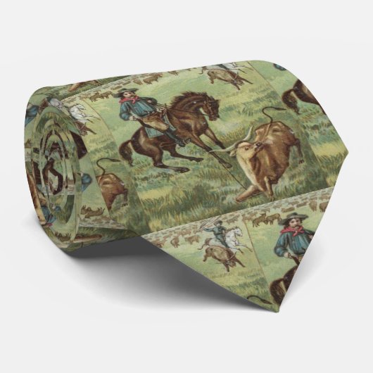 Westerne Cowboy Roping Steer Necktie Stropdas (Opgerold)