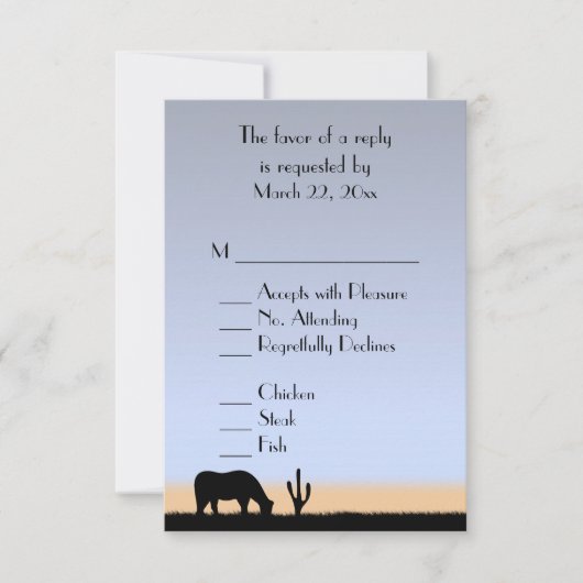 Westerne Cowboy RSVP met menukeuze Kaartje (Voorkant)