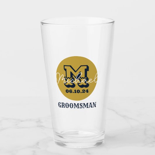 Westerne Cowboy Rustic Groomsmen Naam Monogram Glas (Voorkant)