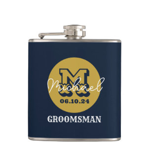 Westerne Cowboy Rustic Groomsmen Naam Monogram Heupfles