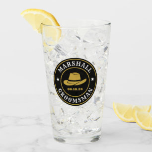 Westerne Cowboy Rustic Logo Personalized Groomsmen Glas