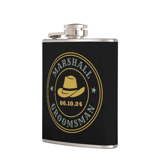 Westerne Cowboy Rustic Logo Personalized Groomsmen Heupfles (Links)