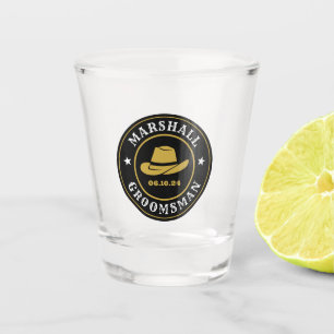 Westerne Cowboy Rustic Logo Personalized Groomsmen Shot Glas