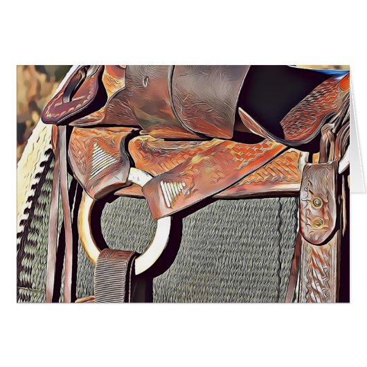 Westerne cowboy Saddle Get Well Card (Voorkant Horizontaal)