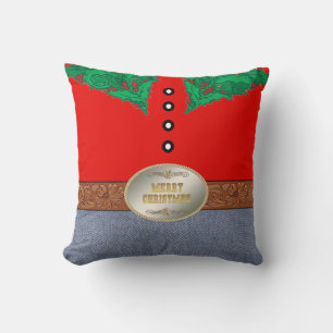 Westerne Cowboy Santa Belt Buckle Red Shirt Jeans Kussen