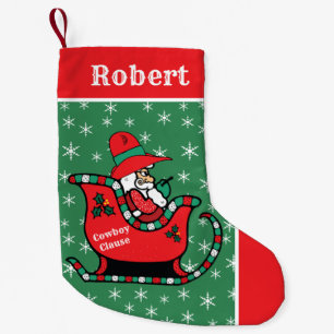 Westerne cowboy Santa in Sleigh Kleine Kerstsok