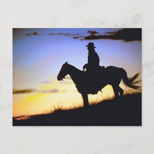 Westerne Cowboy Sunset Silhouette Briefkaart (Voorkant)