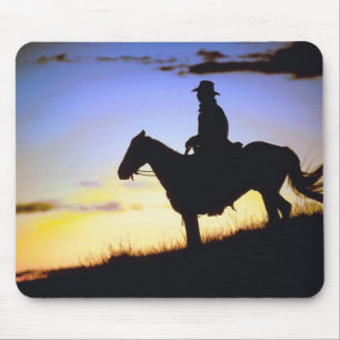 Westerne Cowboy Sunset Silhouette Muismat