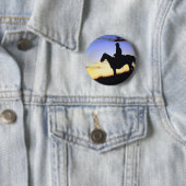 Westerne Cowboy Sunset Silhouette Ronde Button 5,7 Cm (In situ)