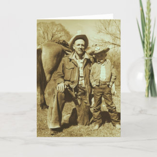 Westerne cowboy vader zoon fotokaart kaart