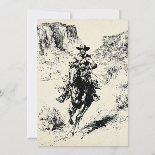 Westerne Cowboy Vaquero Wild West Horse Verjaardag Kaart (Achterkant)