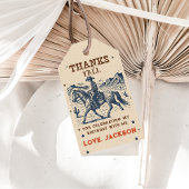 Westerne Cowboy Verjaardag Dank u Cadeaulabel