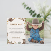 Westerne Cowboy Verjaardagsfeestfoto Bedankkaart (Staand voorkant)