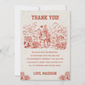 Westerne Cowboy Verjaardagsfeestje Dank je kaart (Voorkant)