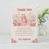 Westerne Cowboy Verjaardagsfeestje Dank je kaart (Staand voorkant)