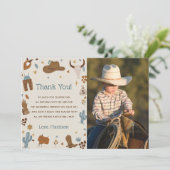 Westerne Cowboy Verjaardagsfeestje Dank u Kaart Fo (Staand voorkant)