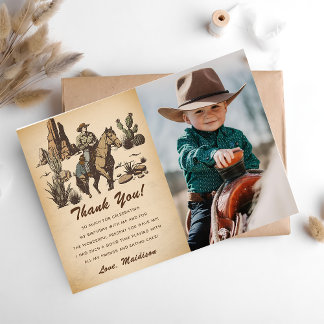 Westerne Cowboy Verjaardagsfeestje Dank u Kaart Fo