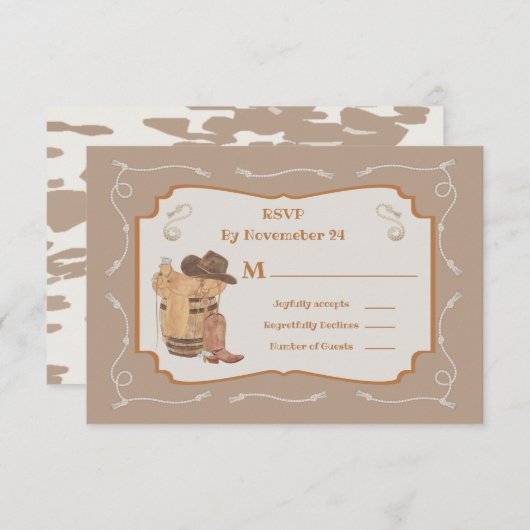Westerne Cowboy Wedding RSVP-reactiekaarten RSVP Kaartje (Voorkant / Achterkant)