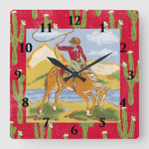  Westerne Cowboy Wild West Vierkante Klok