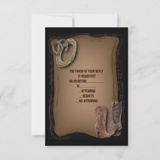 westerne cowboybruiloft RSVP-respons RSVP Kaartje (Achterkant)