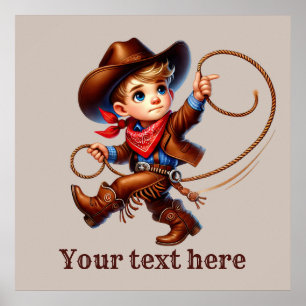 Westerne cowboyjongens aanpasbaar poster