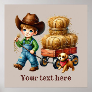 Westerne cowboyjongens aanpasbaar poster