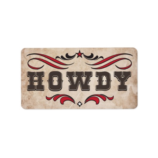 Westerne cowboylaarzen & howdy-labels etiket (Voorkant)