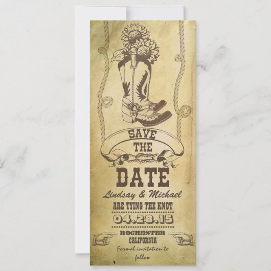 westerne cowboylaarzen  Sla de datumkaarten op Save The Date (Voorkant)