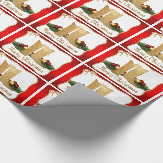 Westerne cowboylaarzen touw garland vrolijk kerstf cadeaupapier (Hoek)