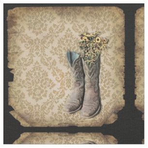 Westerne cowboylaarzen voor wilde bloemen in Damas Stof