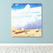 Westerne cowboys, afgedekt door Wyeth Canvas Afdruk (Insitu (Houten vloer))