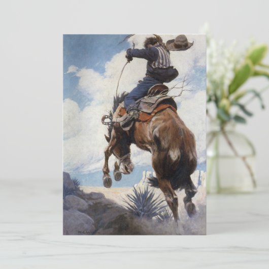  Westerne cowboys, Bucking by NC Wyeth (Staand voorkant)