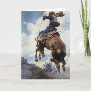  Westerne cowboys, Bucking by NC Wyeth Kaart