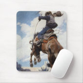  Westerne cowboys, Bucking by NC Wyeth Muismat (Met muis)