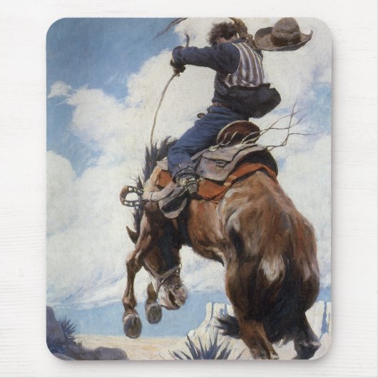  Westerne cowboys, Bucking by NC Wyeth Muismat (Voorkant)